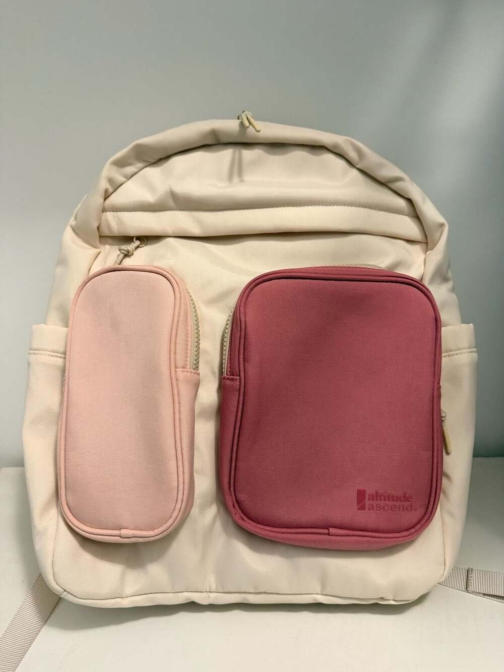 Altitude Ascend 17" Backpack with Laptop and Storage Pockets - Cream/Pink